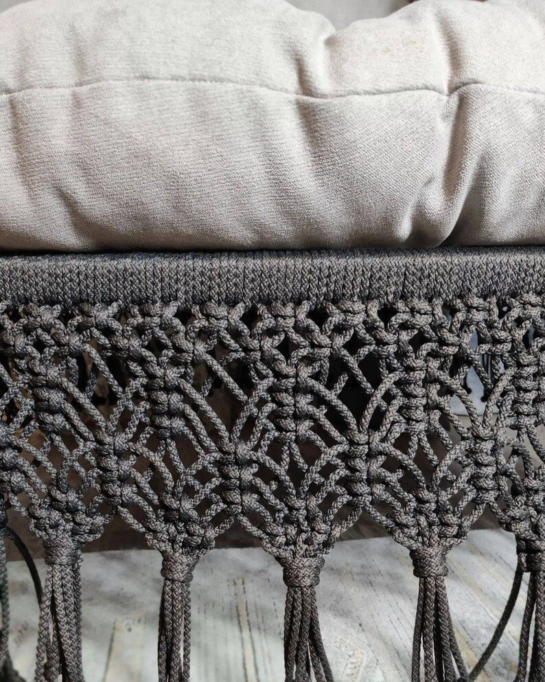 Dark Grey Macrame Swing For Adults 40 inches - Leechoo